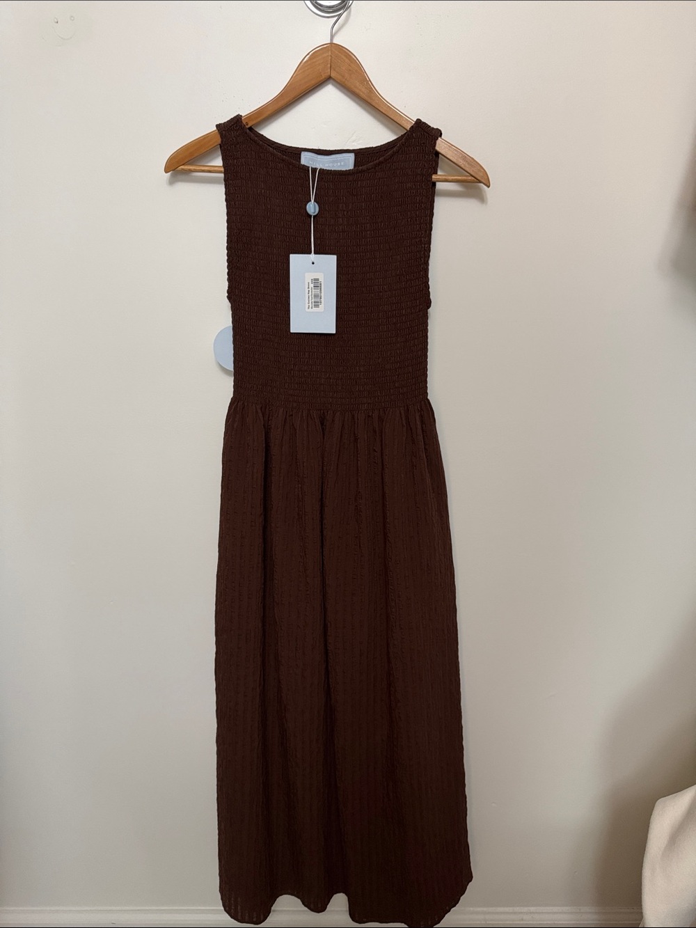 Hill House Brown Smocked Midi Dress perfect NWT